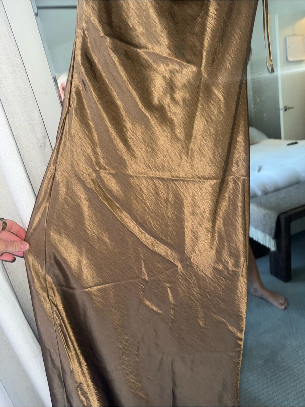 Satin Slip Maxi Dress in Bronze - Picture 6 of 9